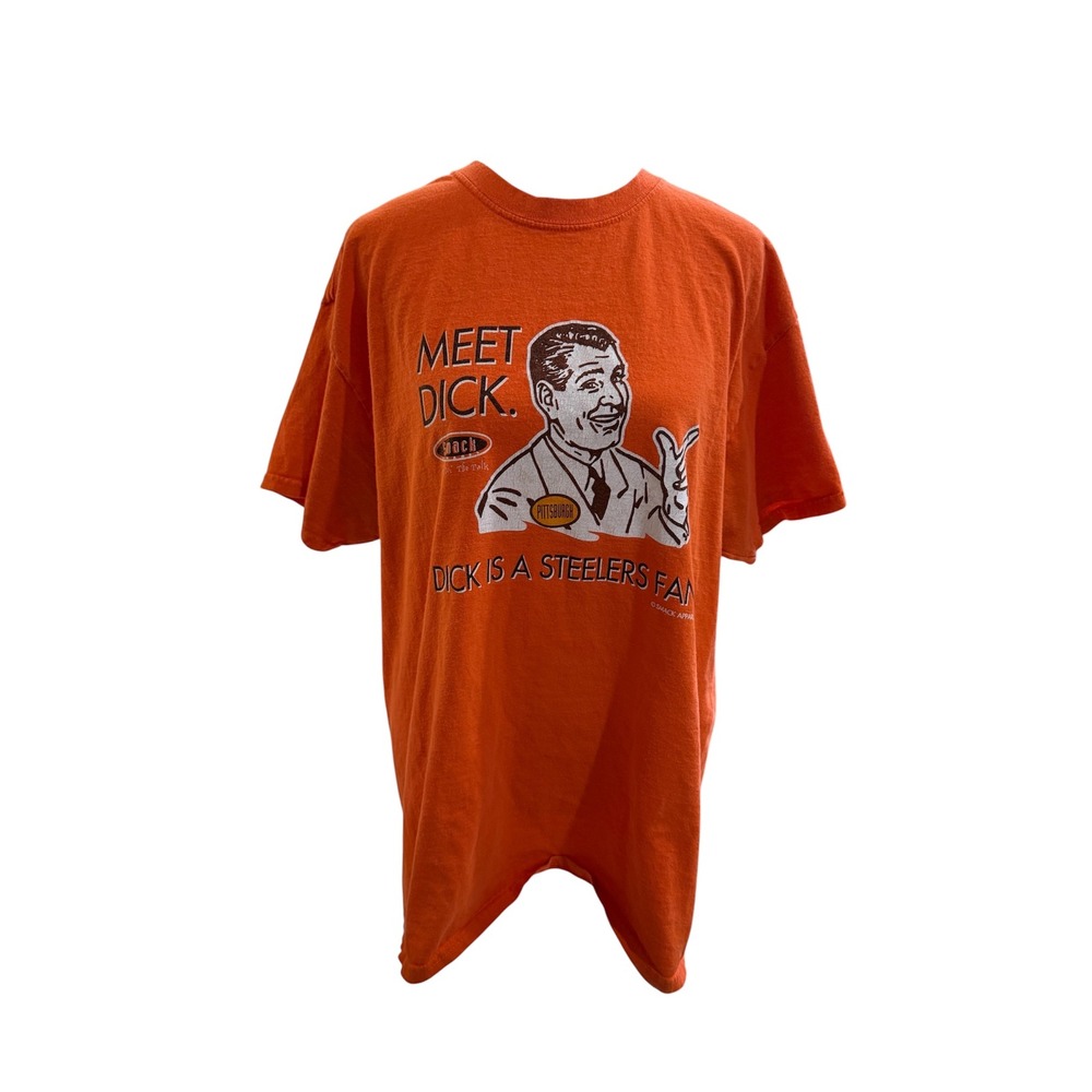 Smack Apparel Dont Be A Dick Pittsburgh Steelers Fan Graphic T-Shirt Orange‎ L